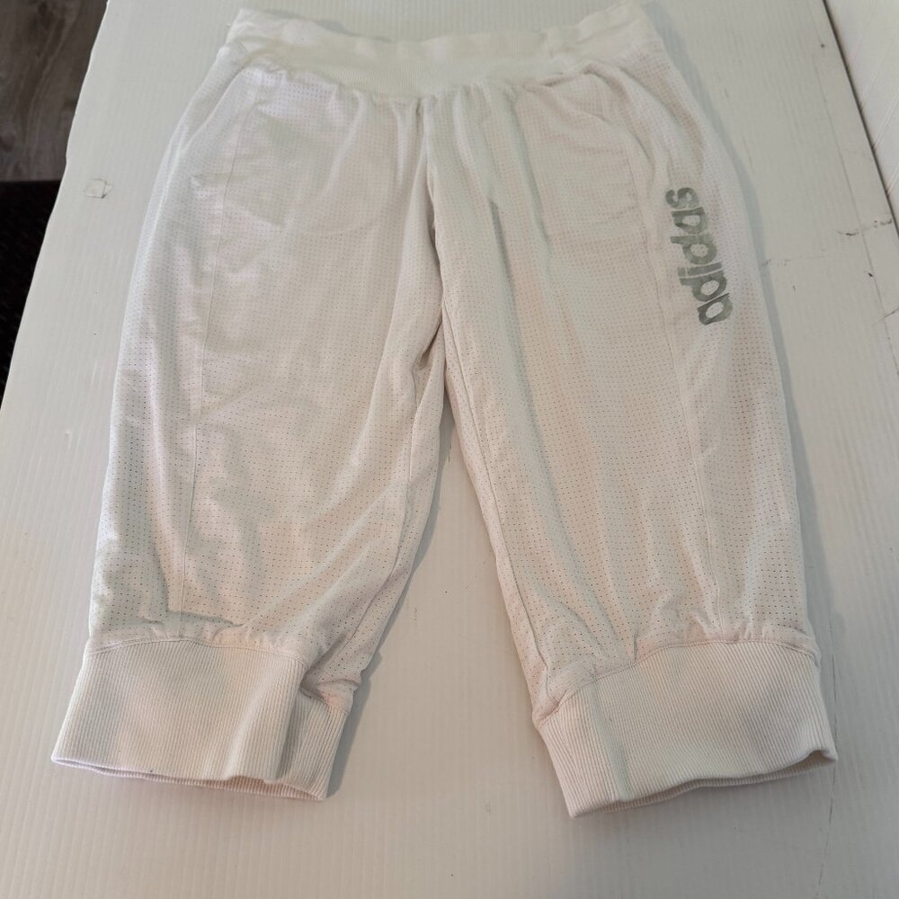 adidas White Silver Reversible Capri Pants 01/07 047853YTI008 Women Size Medium